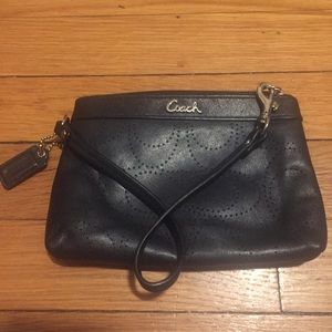 Coach imprinted leather wristlet, like new